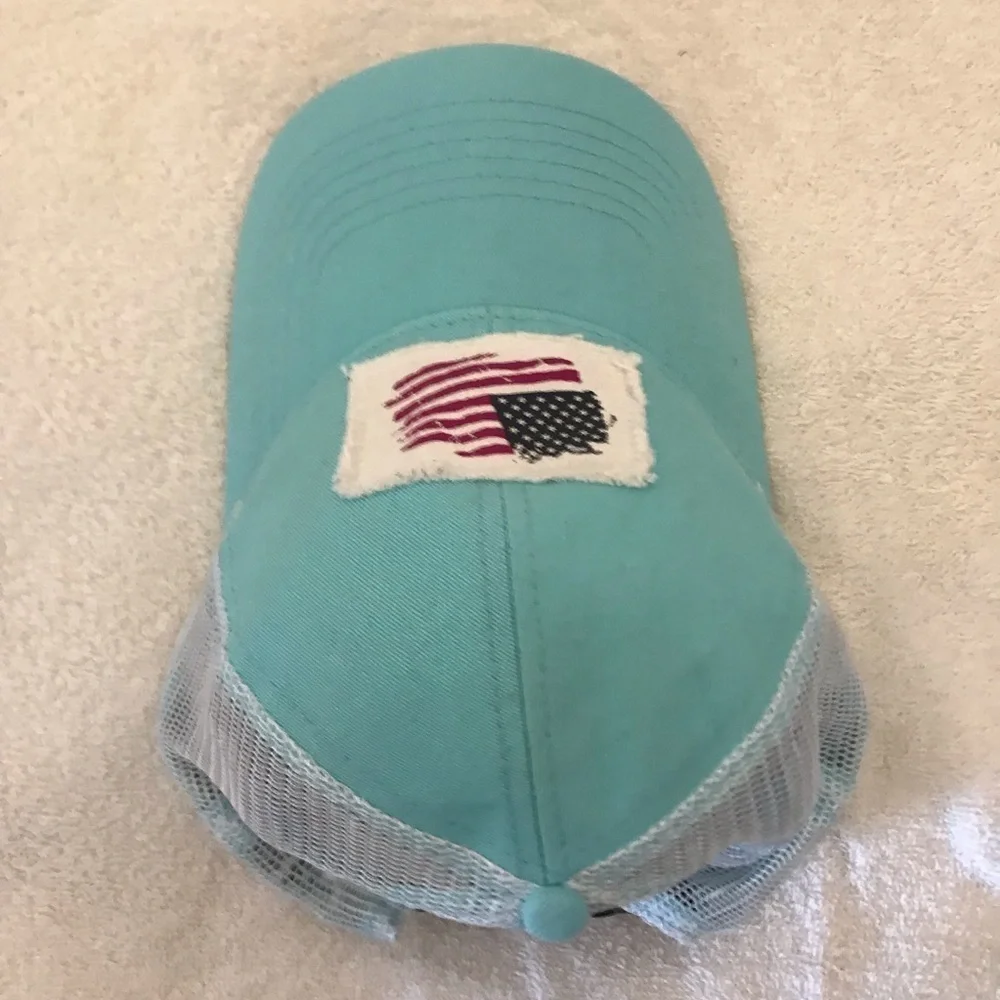 Rural King Headwear Women's American Flag Aqua SnapBack Adjustable Ball Cap
